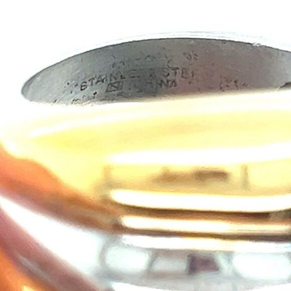 Two-Tone Stainless Steel Dome Ring - Picture 2 of 4